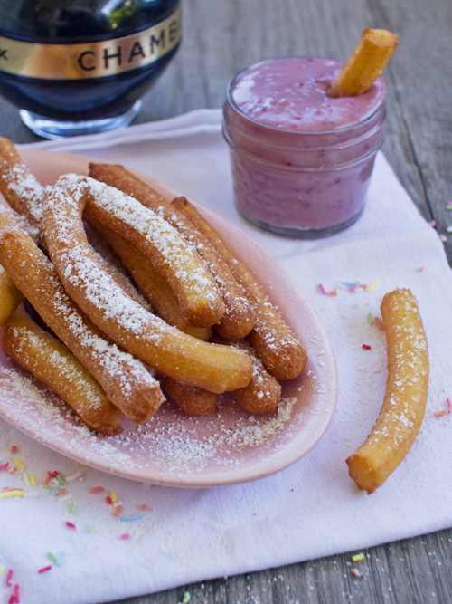 churros with raspberry ganache