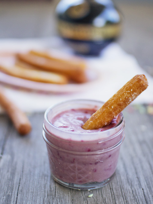 churros with raspberry ganache