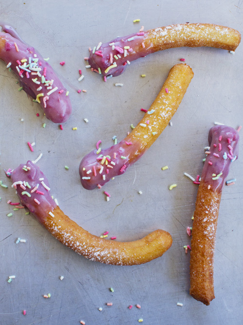 churros with raspberry ganache