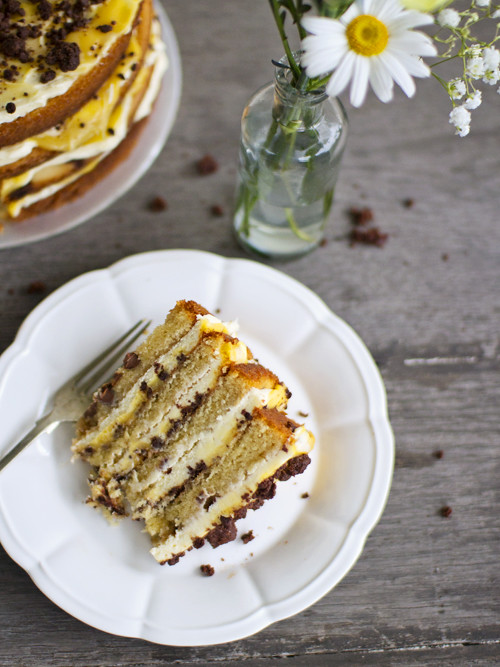 chocolate chip passionfruit naked cake