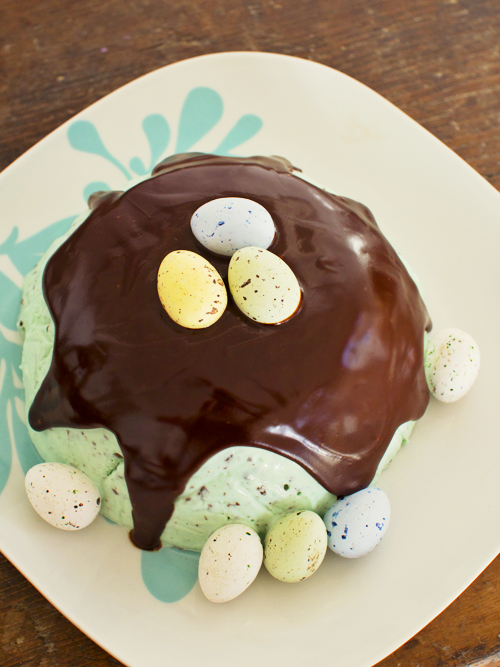 Chocolate and Malt Speckled Ice Cream Bombe