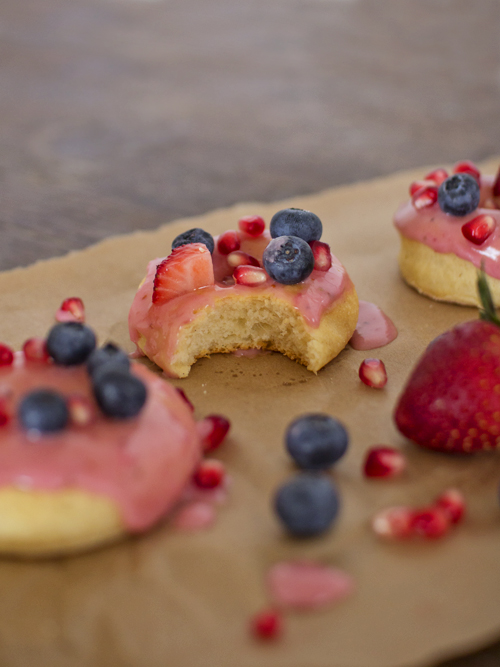 baked doughnut with fresh berry glaze