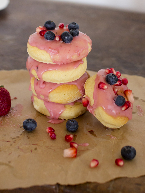 baked doughnut with fresh berry glaze