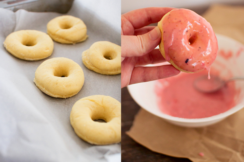 baked doughnut with fresh berry glaze