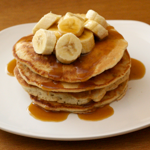 Coconut Pancakes with Banana and Caramel