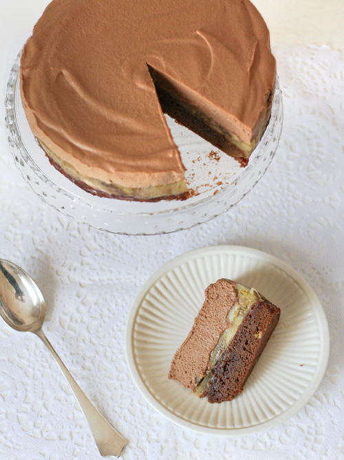 chocolate & peanut butter mousse cake