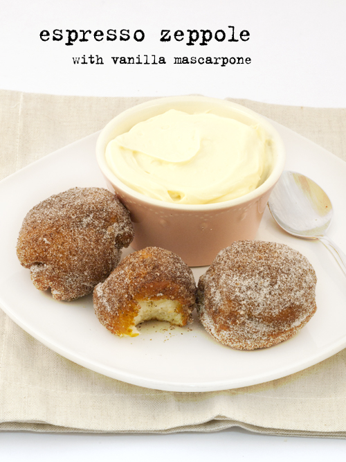 espresso zeppole with vanilla mascarpone