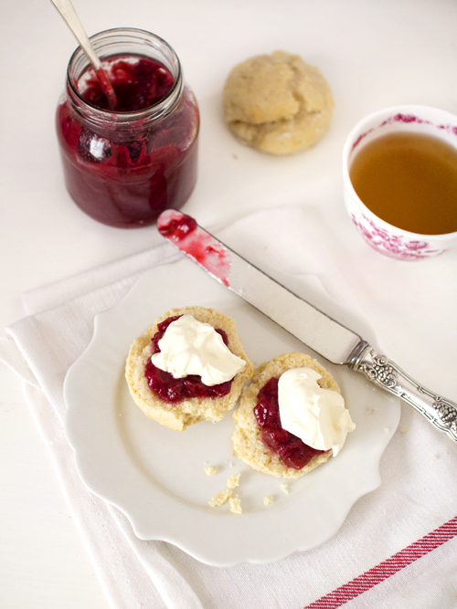 scones with rhubarb and gin jam