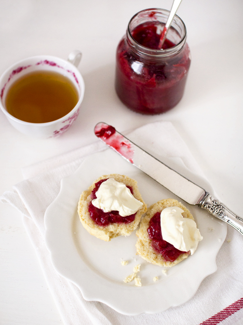 scones with rhubarb and gin jam