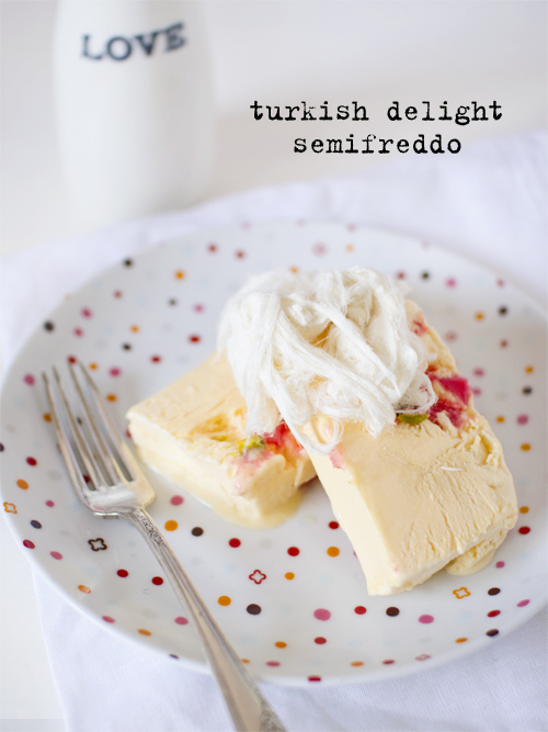 turkish delight & pistachio semifreddo