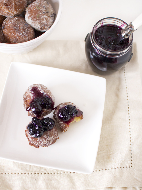 blueberry jam doughnuts with lavender sugar