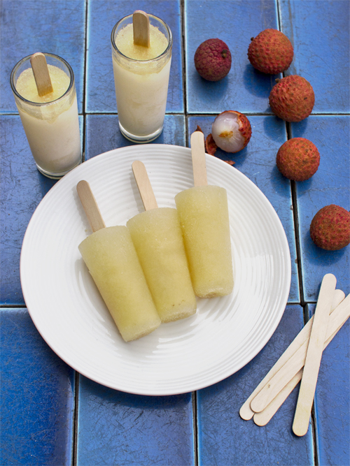 lychee and elderflower ice blocks