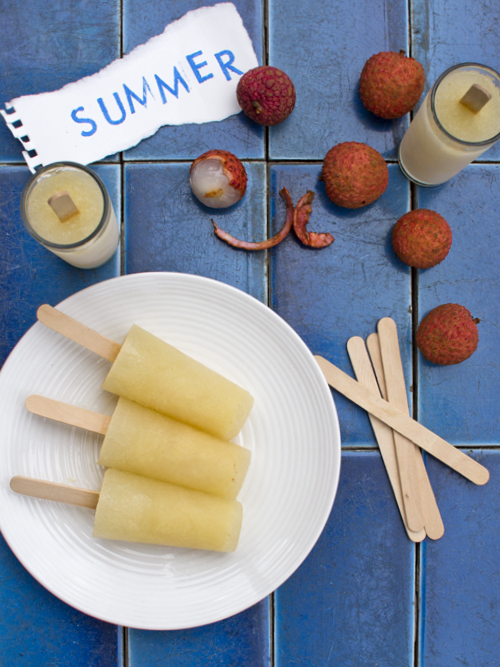 lychee and elderflower ice blocks