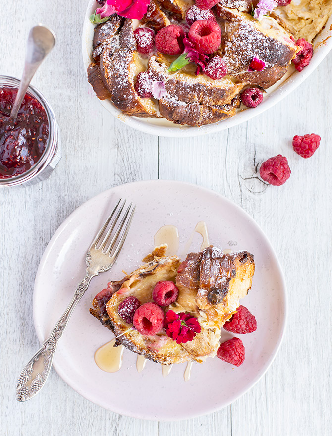 Raspberry and Ricotta Baked French Toast