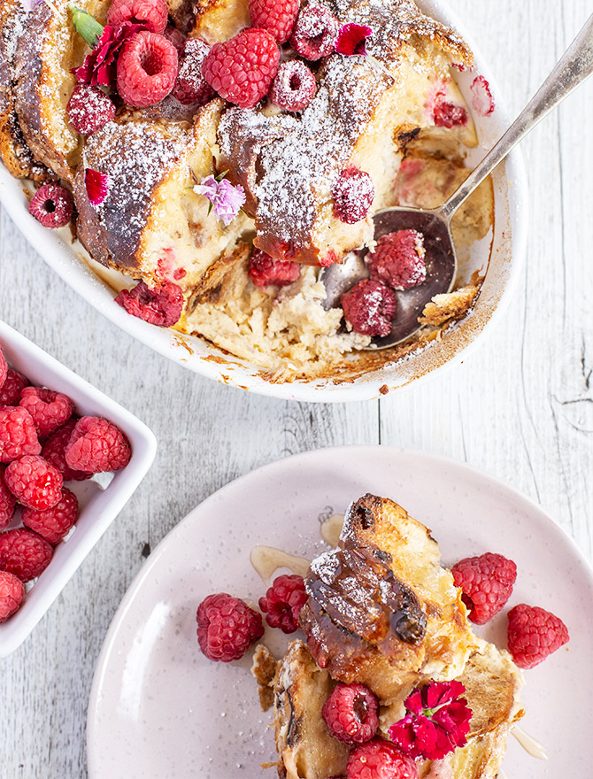 Raspberry and Ricotta Baked French Toast