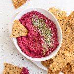 Beetroot Hummus with Homemade Seeded Crackers