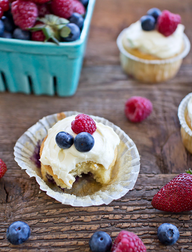 Berry Buttermilk Cupcakes with Cream Cheese Icing