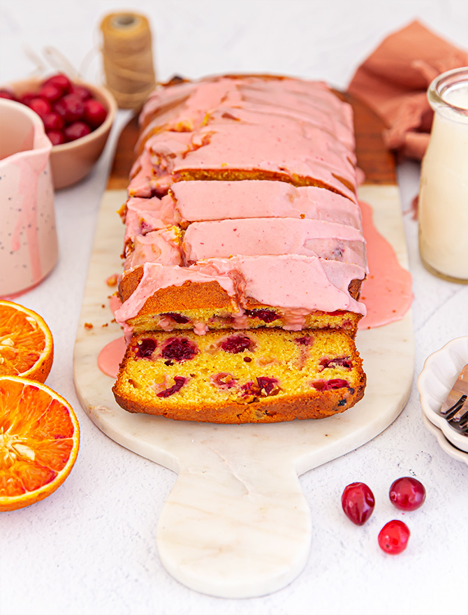 Blood Orange and Cranberry Loaf Cake