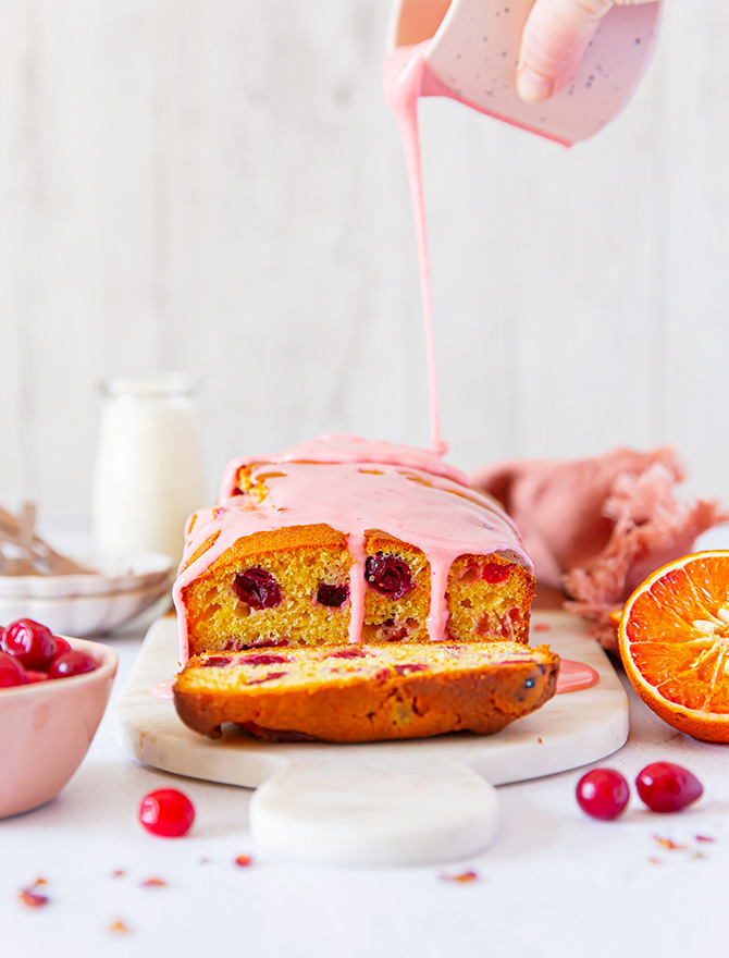 Blood Orange and Cranberry Loaf Cake