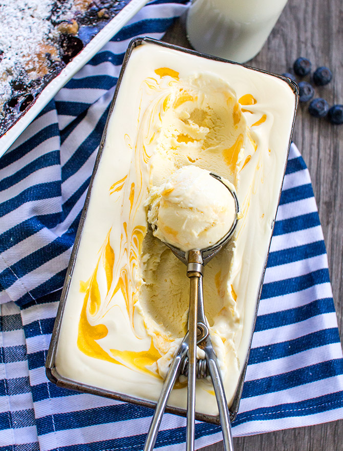 Blueberry Cobbler with No Churn Lemon Curd Ice Cream