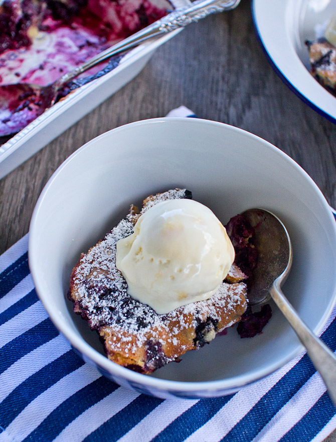 Blueberry Cobbler with No Churn Lemon Curd Ice Cream