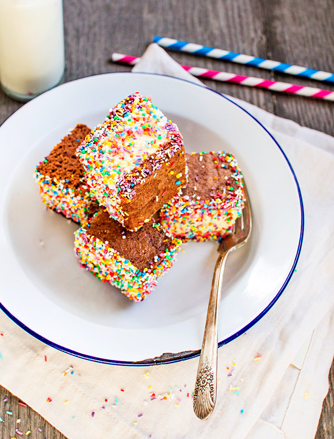 Cake Batter + Sprinkle Ice Cream Sandwiches