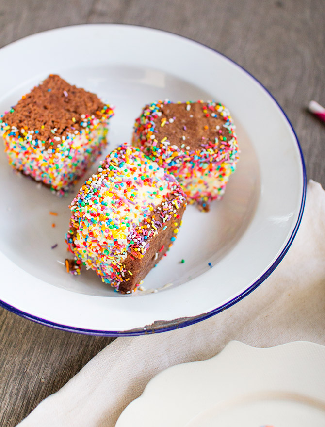 Cake Batter + Sprinkle Ice Cream Sandwiches