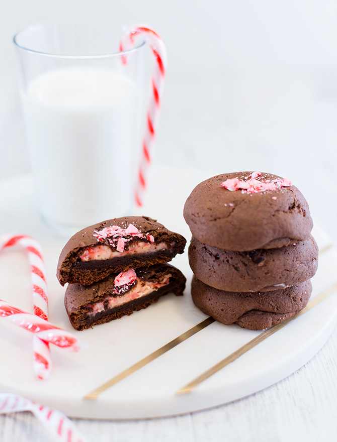 Christmas Candy Cane Gingerbread Cheesecake Stuffed Cookies