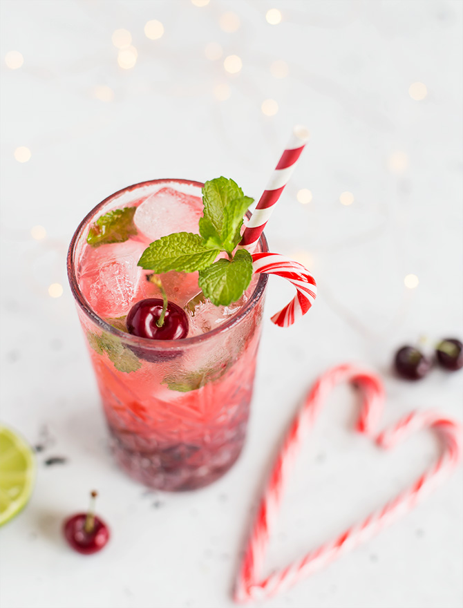 Cherry Candy Cane Mojito