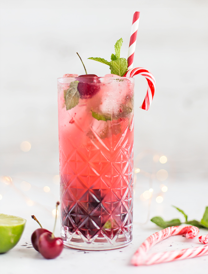 Cherry Candy Cane Mojito