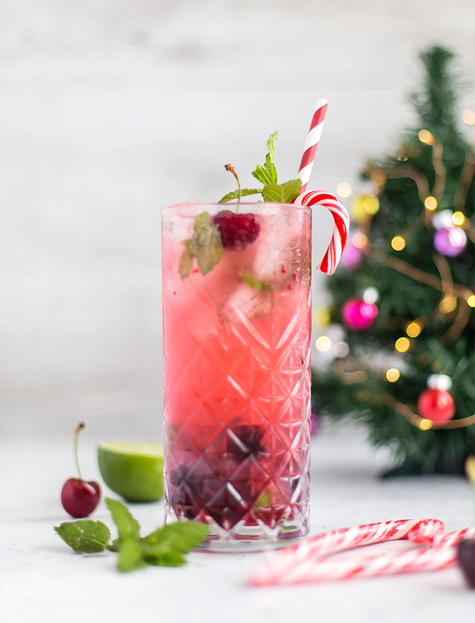 Cherry Candy Cane Mojito