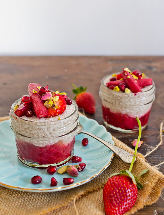 Chia Pudding with Honey Stewed Rhubarb