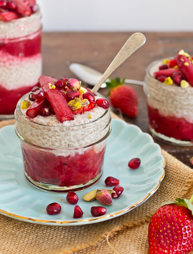 Chia Pudding with Honey Stewed Rhubarb