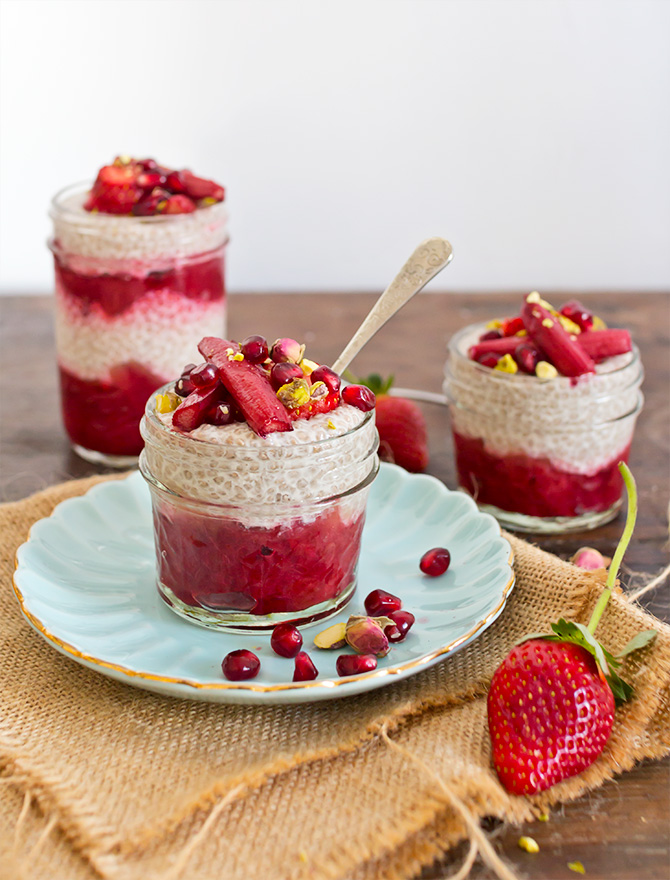 Chia Pudding with Honey Stewed Rhubarb