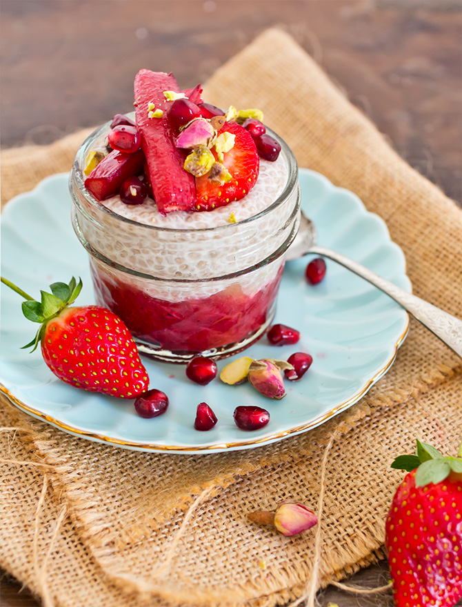 Chia Pudding with Honey Stewed Rhubarb