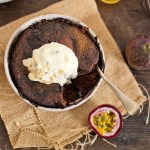 Chocolate Whisky Pudding with Passionfruit Ice Cream