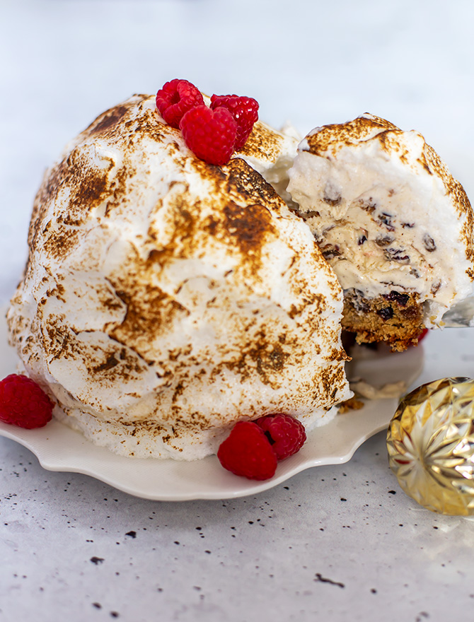 No Churn Christmas Pudding Bombe Alaska