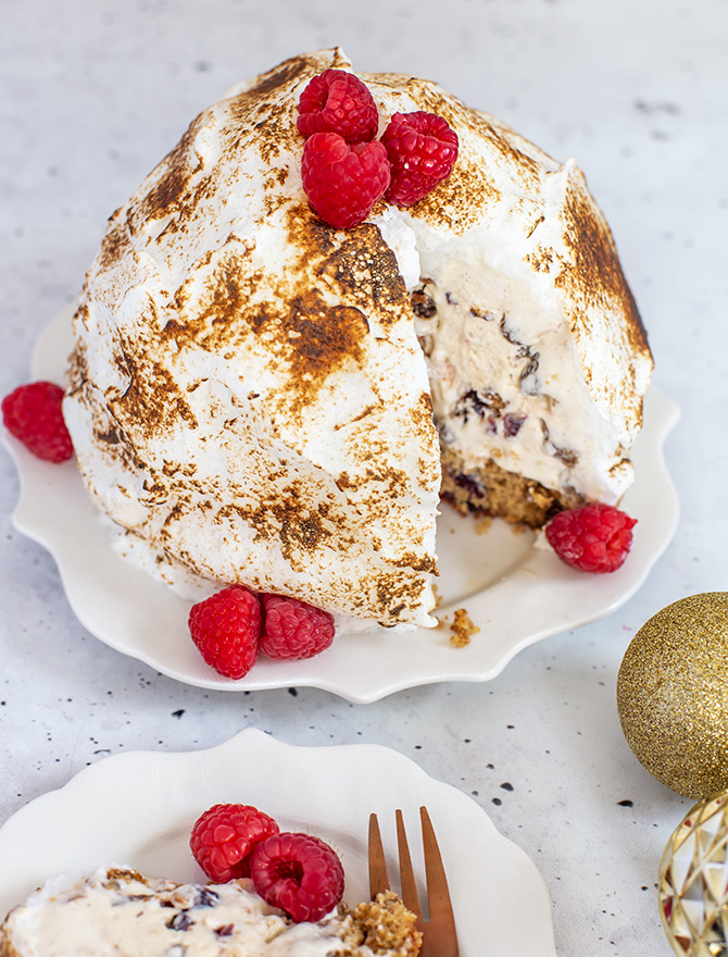 No Churn Christmas Pudding Bombe Alaska