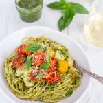 Creamy Chicken Pesto with Roasted Cherry Tomatoes