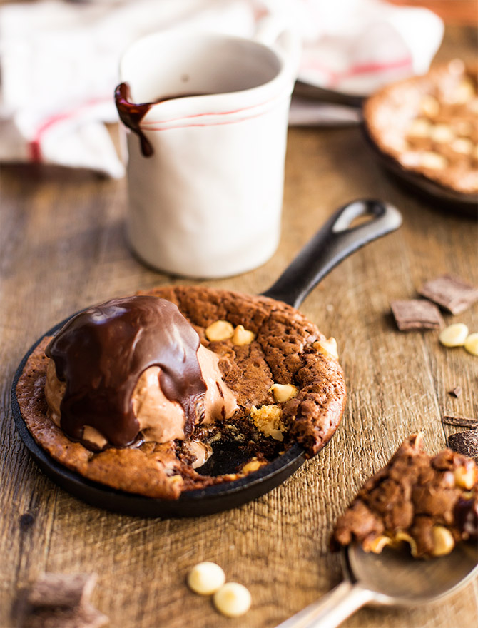 Triple Chocolate Skillet Brownie with Hot Fudge Sauce