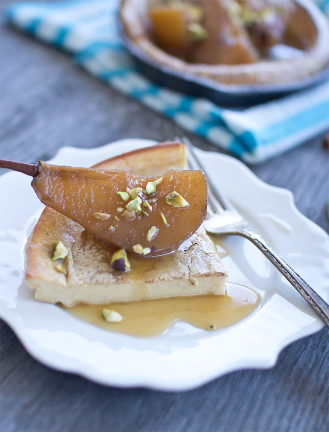 Dutch Baby with Chai Poached Pears and Caramel