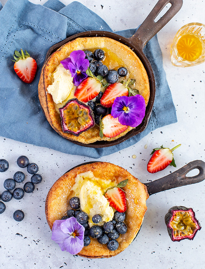 Dutch Baby Pancake with Chamomile Infused Honey