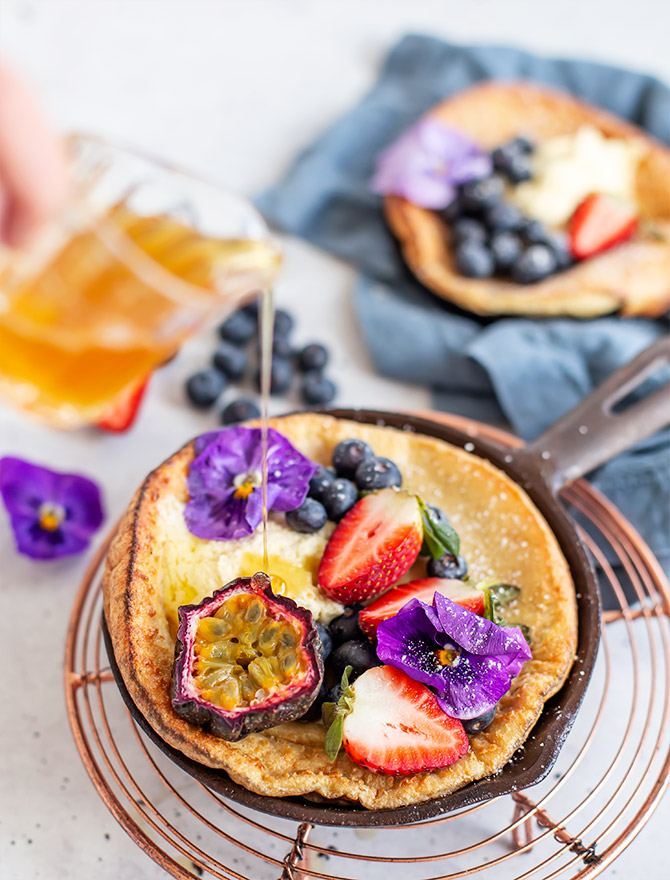 Dutch Baby Pancake with Chamomile Infused Honey