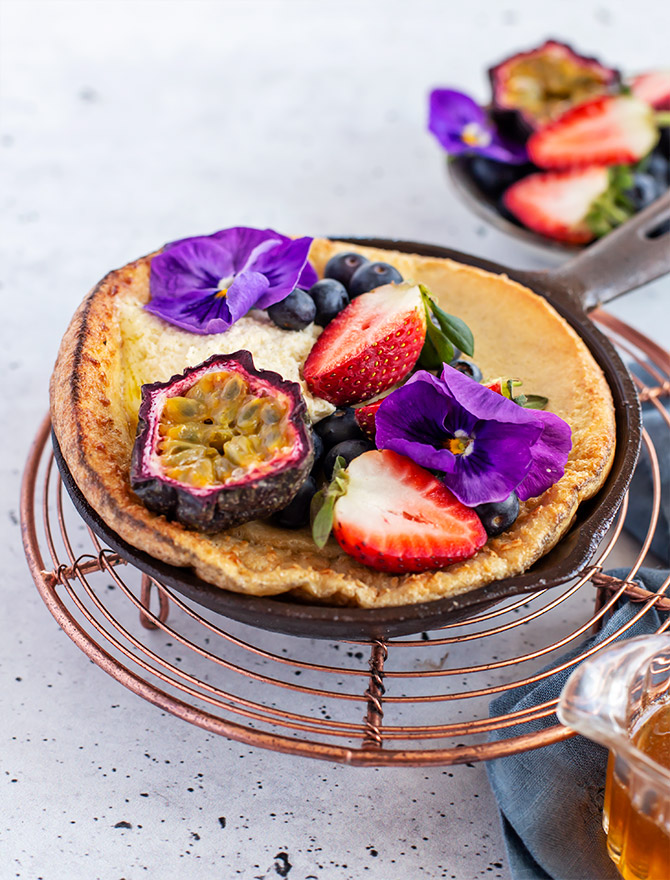 Dutch Baby Pancake with Chamomile Infused Honey