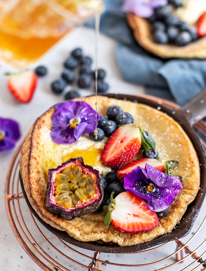 Dutch Baby Pancake with Chamomile Infused Honey