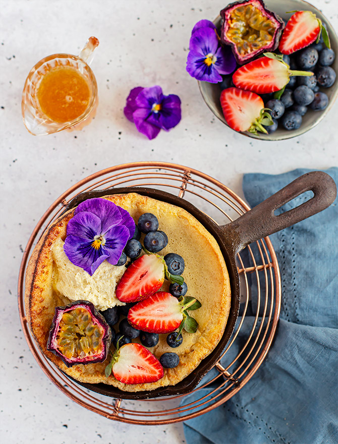 Dutch Baby Pancake with Chamomile Infused Honey