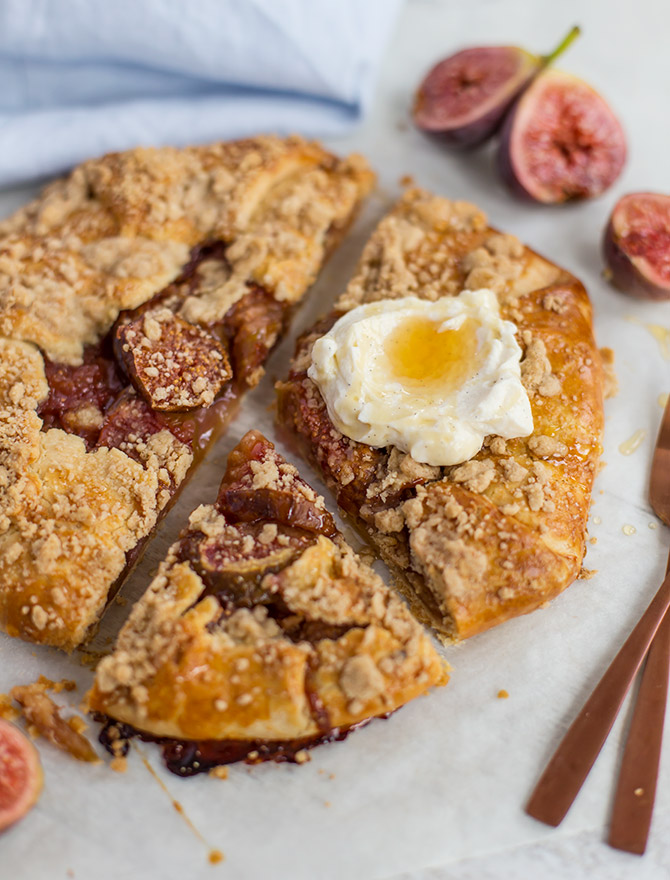 Fig Crumble Tart with Honey Whipped Ricotta