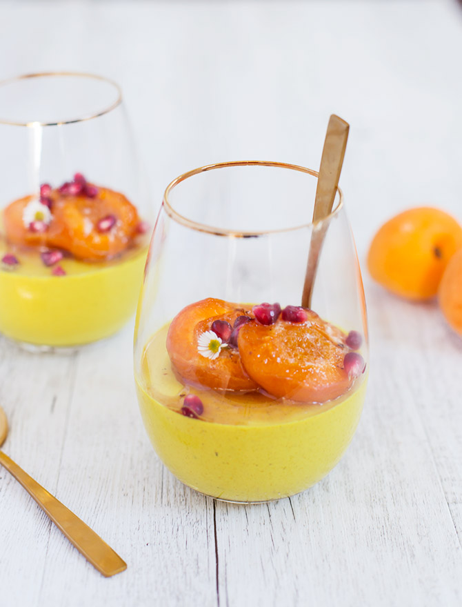 Golden Milk Panna Cotta with Roasted Apricots