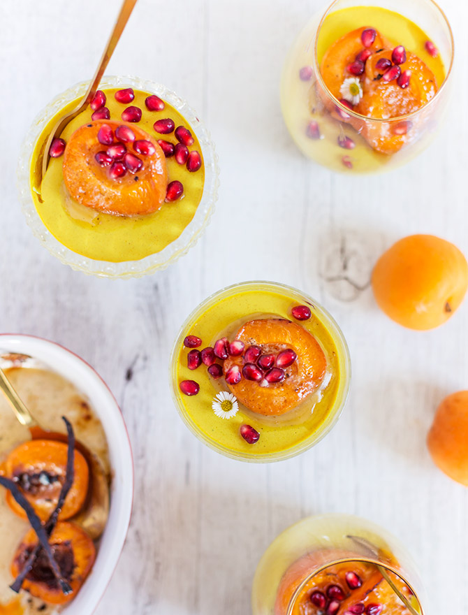 Golden Milk Panna Cotta with Roasted Apricots