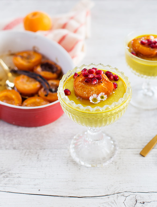 Golden Milk Panna Cotta with Roasted Apricots